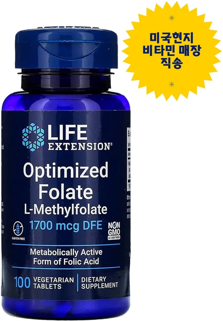 라이프익스텐션 고함량 옵티마이즈드 엽산 8500mcg 30정 메틸엽산 [미국직구], 1개 - 쿠팡
