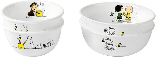 코렐 스누피 더홈 공기대접 2인 4p 세트, 혼합색상, 공기 2p + 대접 2p, 1세트