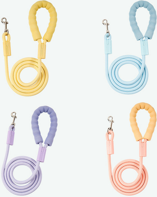 코어엑시스 강아지 리드줄 산책줄 대형견 중형견 애견 스펀지 손잡이 통줄 나일론줄, 1개, 노랑