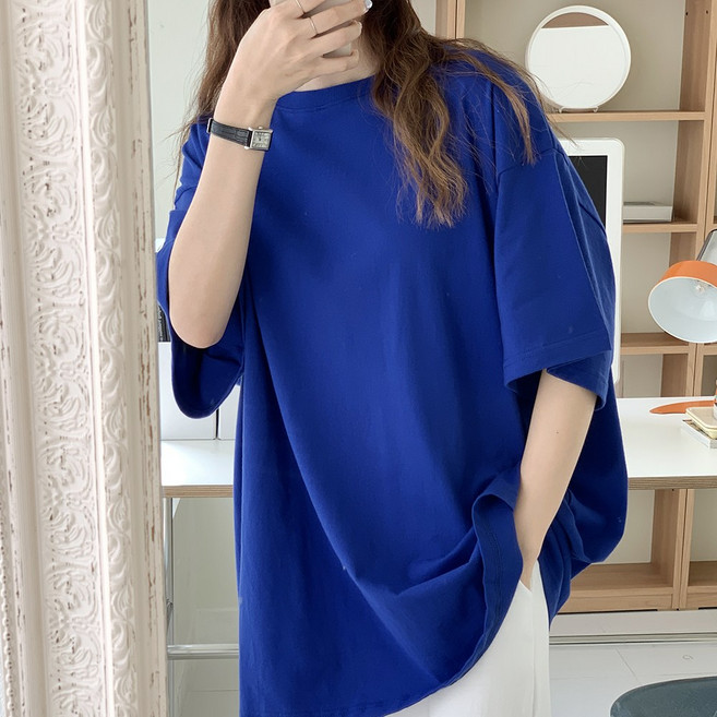 앤샵 기본 심플라운드 무지 반팔 오버핏 티셔츠 국내생산 면100%/남녀공용/빅사이즈