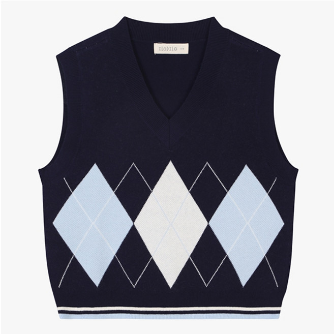 일로딜로 #2001아울렛 중계점# 모던스쿨조끼 아가일 단정한 스쿨룩 브이넥 니트조끼 주니어조끼 일로딜로 신상품