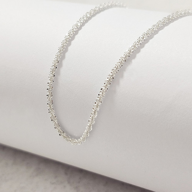 트윙클 레이어드 스노우 체인 실버 목걸이