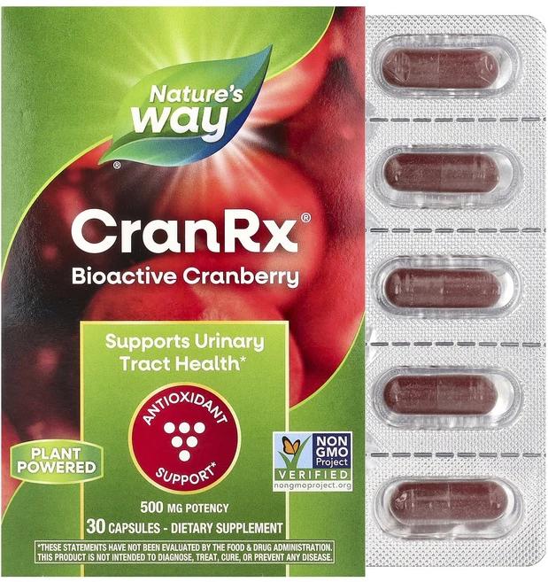 Nature's Way CranRx® 생체 활성 크랜베리 500mg 캡슐 30정, NaturesWayCranRx생체활성크랜베리500mg캡, 1개 - 쿠팡