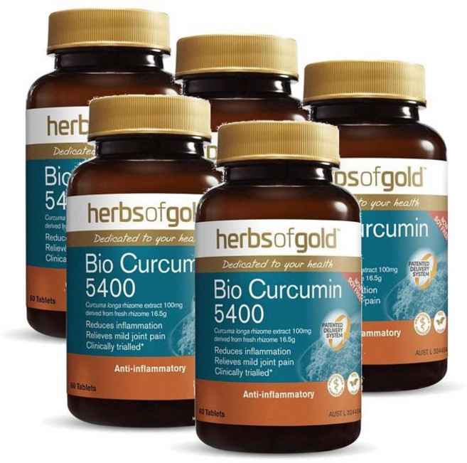 허브 오브 골드 바이오 커큐민 5400 (터메릭) Herbs of Gold Bio Curcumin (Turmeric), 30정, 5개