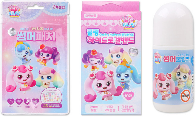새콤달콤 캐치티니핑 썸머패치 24매입 + 하이드로겔밴드 + 썸머쿨링액 3종, 1세트