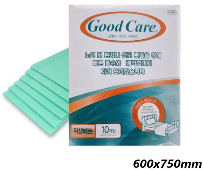 굿케어 위생 깔개 매트 일반형 10매 환자용패드, 10개, FREE(onesize)