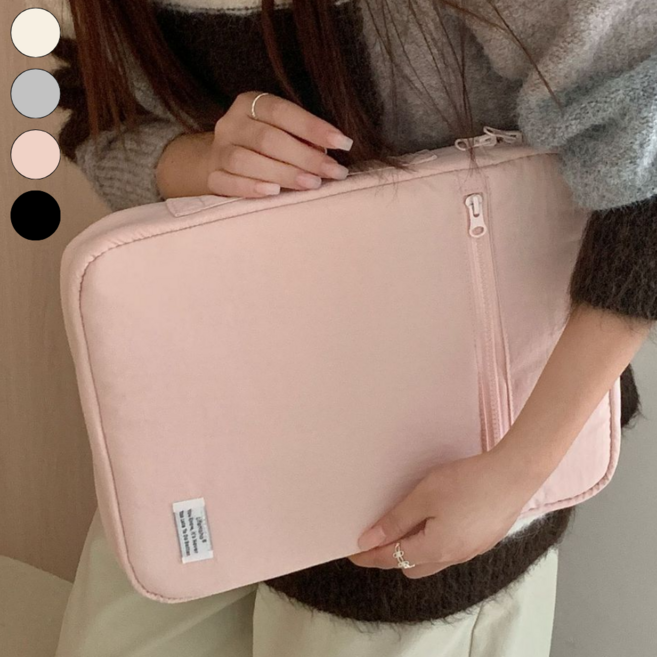 베르모어 태블릿 노트북 파우치 10인치 11인치 12인치 13인치 손잡이 휴대용 가방 케이스, 핑크