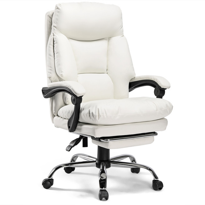 벤트론스 침대형 발받침 중역 사무용 의자, 화이트