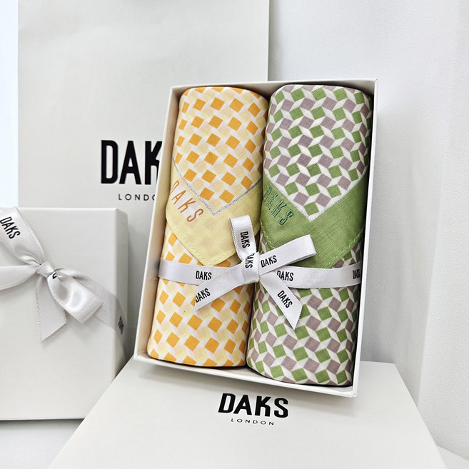 [정품/선물포장] 닥스 패턴 손수건 2장 선물세트 쇼핑백 포함