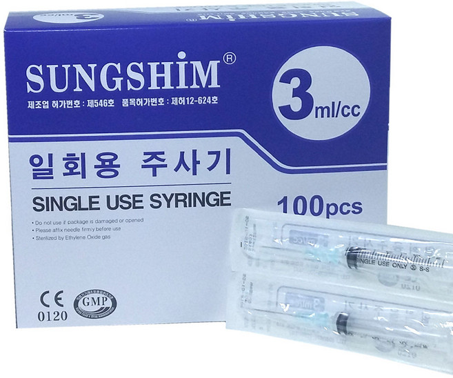 성심 멸균 일회용주사기 3CC 24G 19mm 100개입, 1개