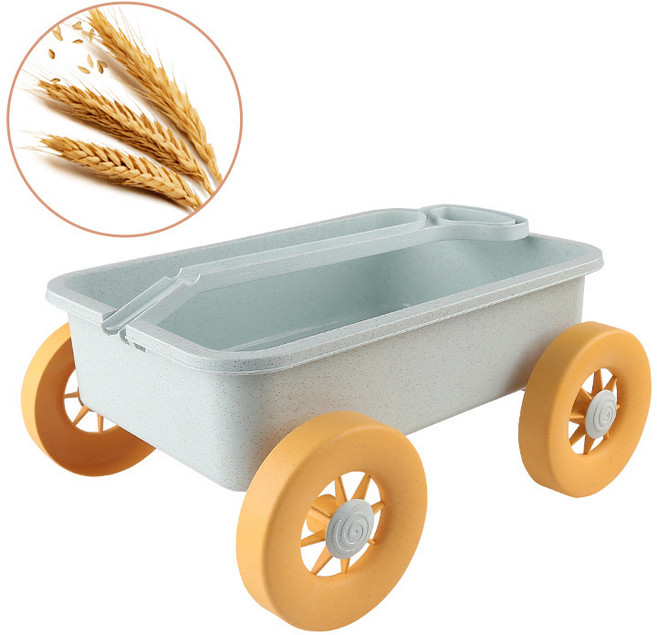 DFMEI 兒童沙灘玩具套裝玩沙鏟子工具戲水挖沙推土車加厚耐摔, 1個, ins手拉車:如圖, 1cm