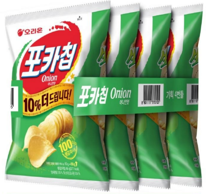 오리온 포카칩 어니언, 38g, 4개