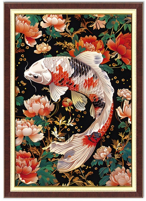 퍼즐갤러리 황금 연못의 비단잉어와 목란꽃 1000피스 직소퍼즐액자 PG1054, 1개, 퍼즐+수지체리액자