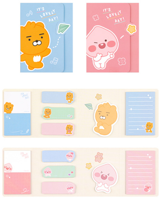 카카오프렌즈 4단 점착메모지 접착 포스트메모, 라이언