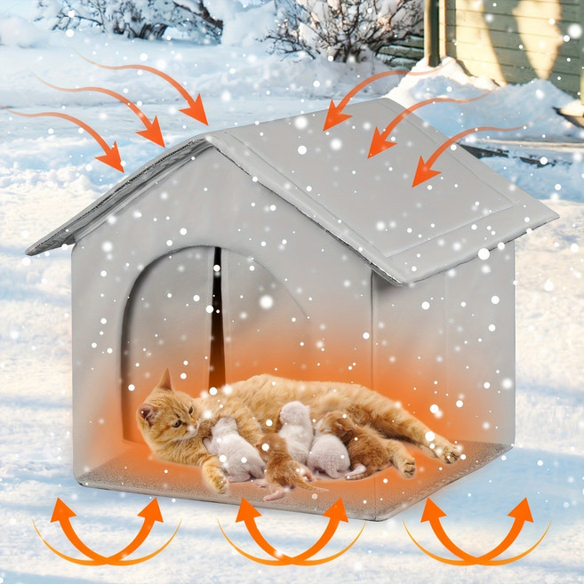 [방풍방수] 고양이 집 야외 보온 길고양이 겨울집 숨숨집, 1개, 그레이