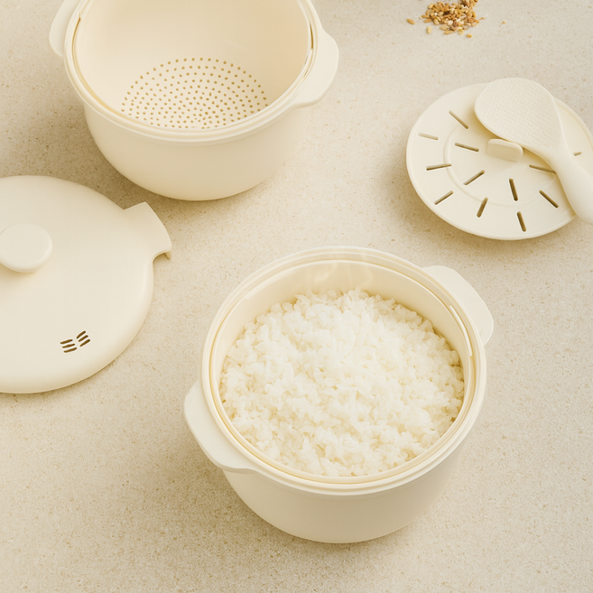 일상드림 전자레인지 저당밥솥 당질저감밥솥 저당트레이, 1개, 크림