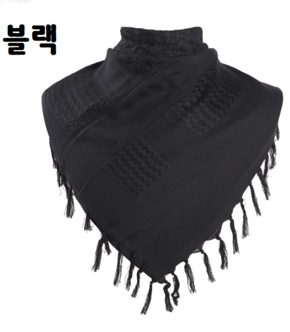쉐마그 밀리터리 스타일 중동 아프칸 사막 스카프 쉬마그, 1개, 블랙