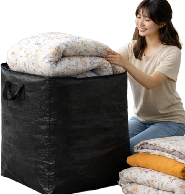 리빙에이드 특대형 이사박스 이사가방 다용도 수납 정리함, 2개, 검정