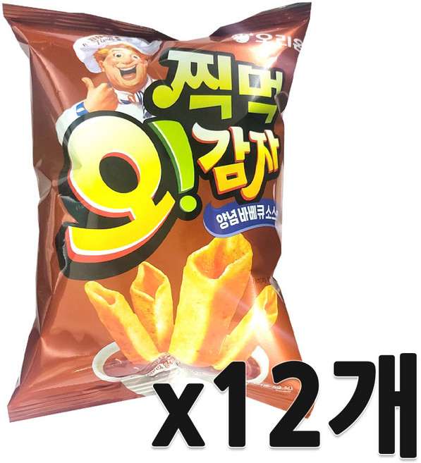오감자 딥 양념바베큐 소스맛 찍어먹는 스틱형 봉지 과자, 12개, 75g