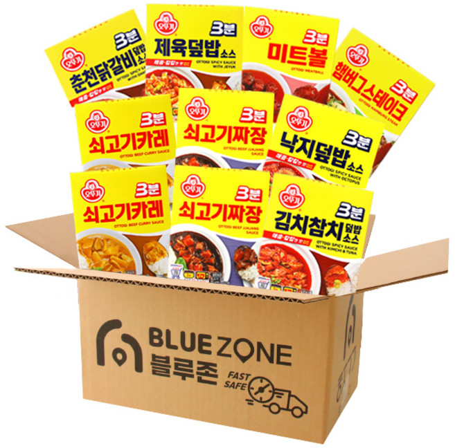 오뚜기 3분요리 10개입(쇠고기카레2+쇠고기짜장2+김치참치+낙지+춘천닭갈비+제육덮밥+햄버그+미트볼), 1세트