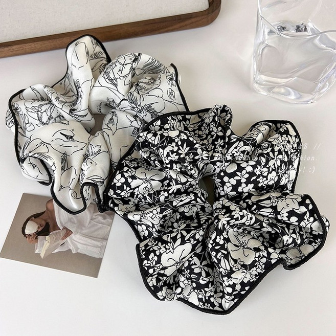 [2종세트] 헤어퀸 실크 쉬폰 여성 머리 곱창밴드 스크런치