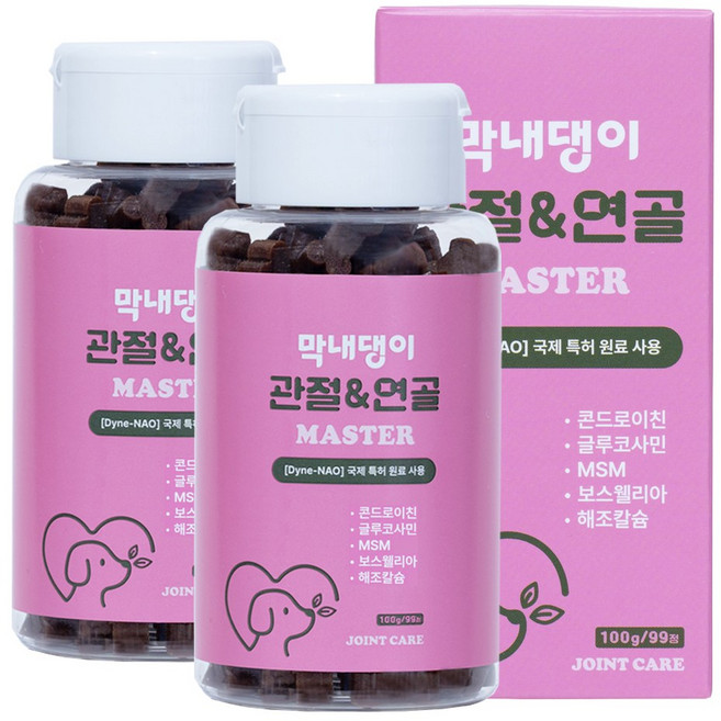 강아지 관절영양제 고함량 슬개골 탈구 예방 콘드로이친 막내댕이 관절&연골 마스터 100g, 2개, 뼈/관절강화, 99정