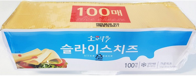 대량 슬라이스 치즈 1800g/4개 업소용 벌크 체다, 1.8kg, 1개