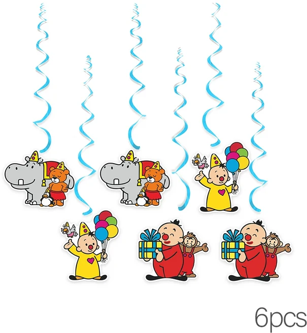 광대 소년 생일 파티 장식 봉바 용품 서커스 선물 가방 식기 세트 팝콘 상자 배너 접시 빨대, 10 Spiral decoration