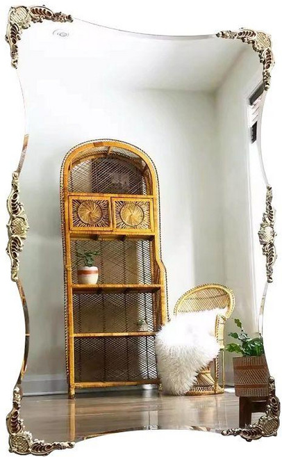 비정형 전신거울 엔틱 빈티지 고급 디자인 대형 스탠드거울 금장 우드 프레임, 기타, 아니요, 맞춤 사이즈 주문 제작