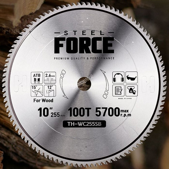 스틸포스 목공용 팁쇼 TH-WC255SB 10인치 100T 목재절단용 원형톱날 (255x25.4x2.4mm), 1개