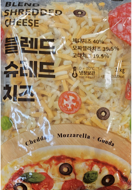 트레이더스 블렌드 슈레드 치즈 1kg 체다 모짜렐라 고다(냉장배송), 1개, 1L