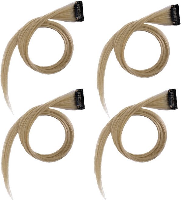 옴브레 헤어 피스 붙임머리 브릿지 부분 가발 웨이브, 4개, 백금발