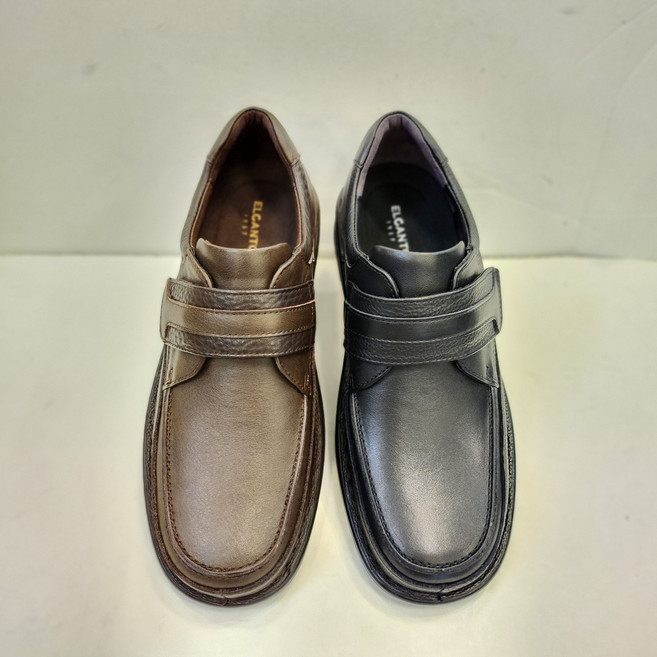 엘칸토 [볼이 완전 넓은] 남성 천연 소가죽 광촉 세미 캐주얼(4센치)..찍찍이 스타일로 신고벗기 정말 편함...볼이 완전 넓어 착용감 좋음