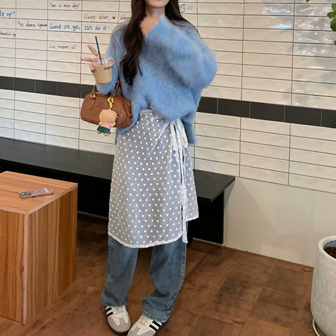 밀크랩 시스루 망사 레이어드 스커트 레이스 랩스커트