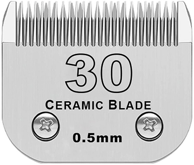 탈착식 애완견 그루밍 클리퍼 세라믹 블레이드 Andis 사이즈 10 컷 길이 1.5mm(1/16인치) Oster A5 Wahl KM10 시리즈 클리퍼와 호환 가능, Silver, 30# 0.5mm