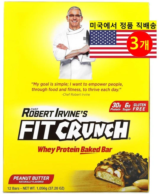 FITCRUNCH 건강 관리 간식 식사 대용 에너지 영양 보충 유청 고단백 땅콩 버터 베이킹 바 12개입 1056g 1개, 3개, 1.056kg - 쿠팡
