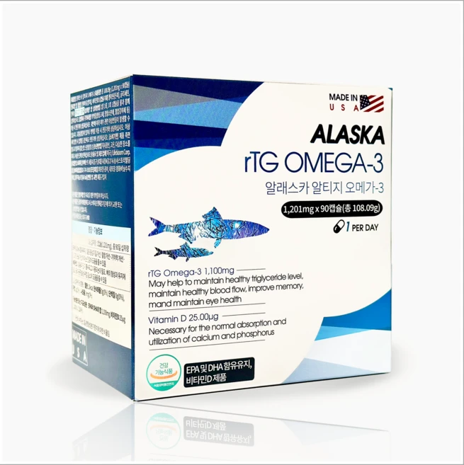 알래스카 알티지 오메가-3 1 100mg 앤쵸비 추출 EPA DHA 3개월분, 1개, 90정 - 쿠팡