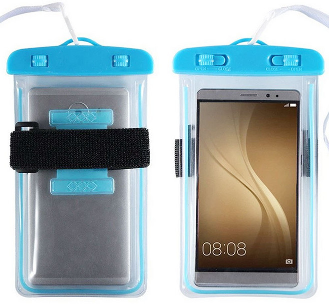 라베코 IPX8 등급 스마트폰 방수백 스포츠 암밴드 넥스트랩, 1개, 블루