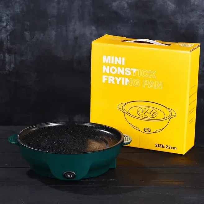 다기능 전기 바베큐 그릴 26cm 스퀘어 미니 베이킹 트레이 팬케이크 스테이크 냄비 주방 프라이팬, 01 유럽 ​​연합, 01 Dark Green