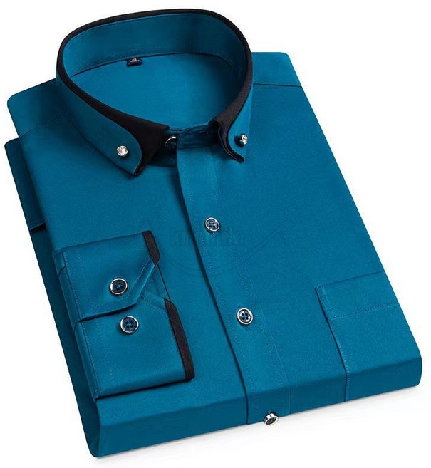 FANSYLI 긴팔 비즈니스 셔츠 남성 춘추 스판 큐빅 버튼 셔츠 캐주얼 셔츠 W2401J04