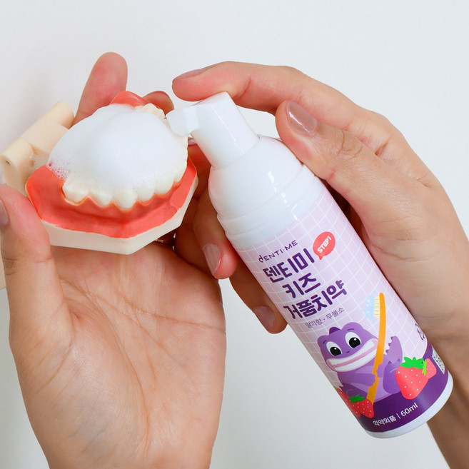 어린이 거품치약 무불소 주니어 펌핑치약 덴티미 키즈, 60ml, 1개