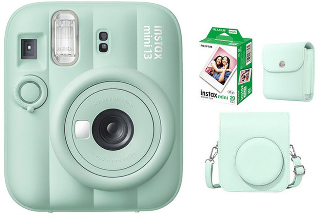 Fujifilm Instax Mini 13, 1套, 湖水綠+底片收納包+20張底片+專用皮套