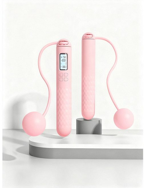 HZDMJ 스마트 줄넘기 실내 무선줄넘기 다이어트 헬스 줄없는무소음 줄넘기 스포츠 저소음 노라인 길이조절줄넘기, 1개, 핑크