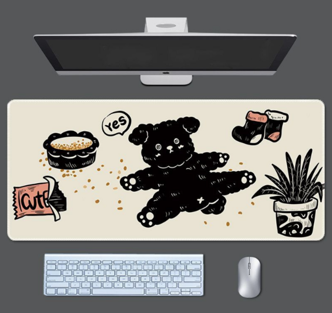 블랙 야웅이 게이밍 장패드 야냥이 고양이 퍼피 강아지 토끼 애니멀 데일리 테마 일러스트 테이블 와이드 롱패드 데스크깔개 취직선물 논슬립 최신상 20종, 애니멀 데일리 장패드13, 300x800x4mm, 1개