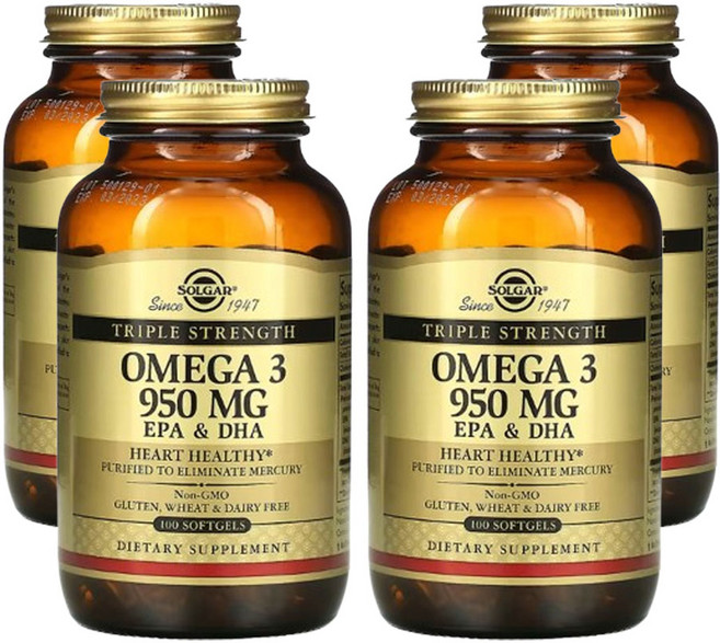 솔가 오메가 3 EPA DHA 트리플 스트렝스 950MG Softgels 100정 4개