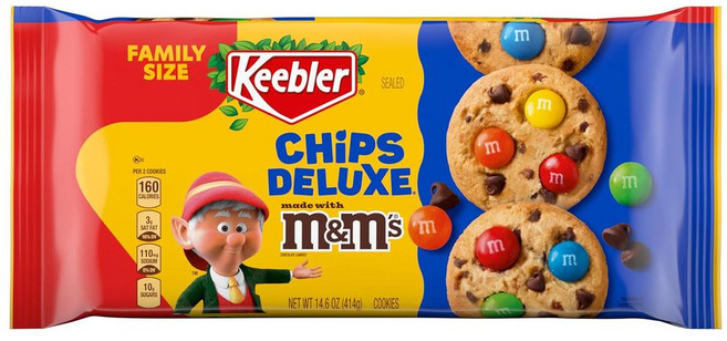 Keebler 칩스 디럭스 쿠키 (M&M 초콜릿 함유) M&M 초콜릿으로 만든 초콜릿칩 쿠키, 414g, 1개