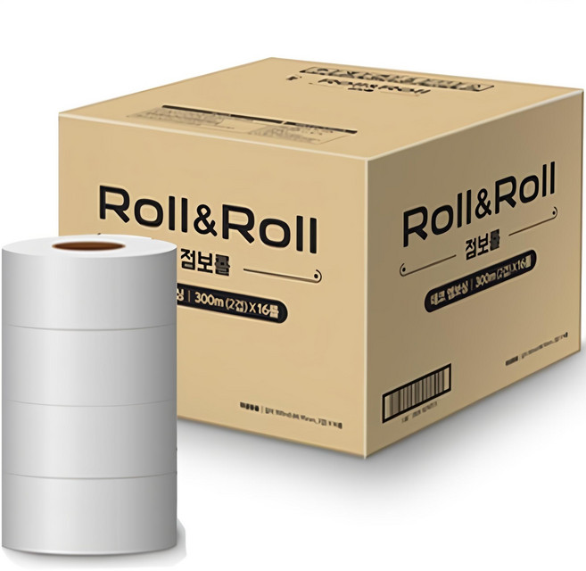 대왕롤앤롤 2겹 점보롤 화장지, 300m, 16개입, 1개