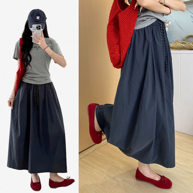 스토리원 여성 쿨링 와이드 밴딩 롱 스커트 WM-SSSK041