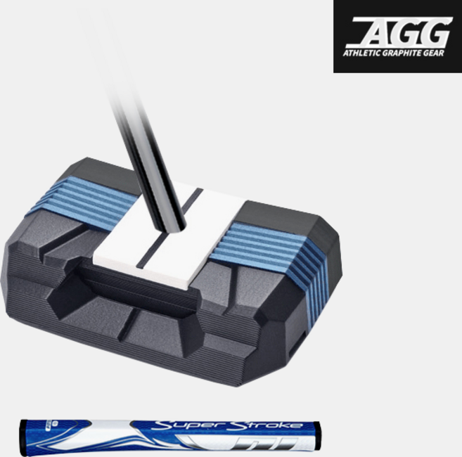 [이용희프로 퍼터]굴림채 ZET 제로토크 블랙 유광 카본샤프트 퍼터 세미 말렛 슈퍼스트로크그립, 블루 32 피스톨1.0 화이트블루