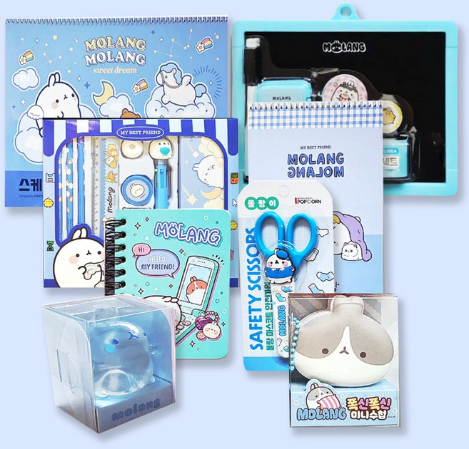 SANS 몰랑이 초등 입학 신학기 종합 문구 학용품 세트 패키지 S2, 1세트, 블루